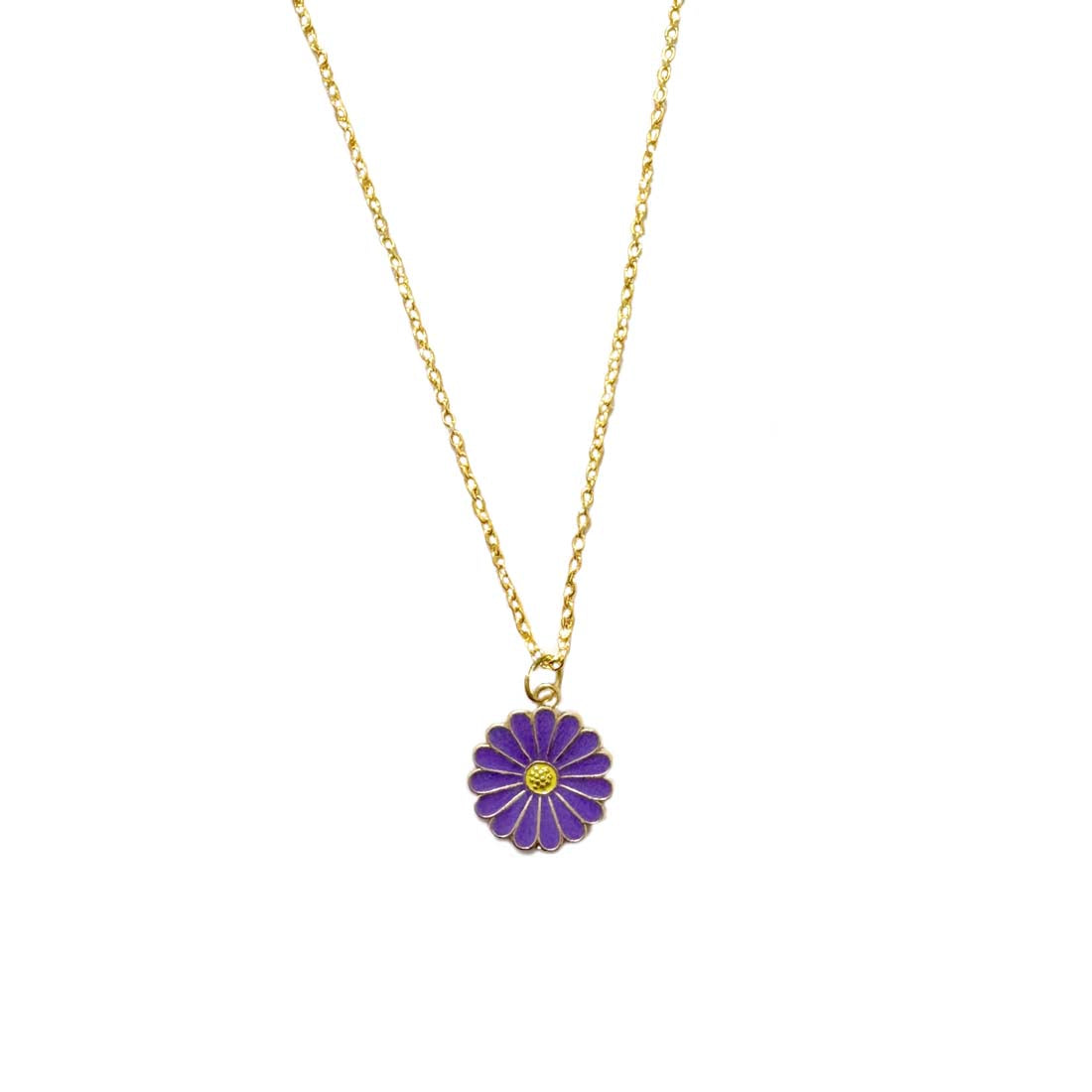 Purple Pink Daisy Pendant Earrings Combo Set