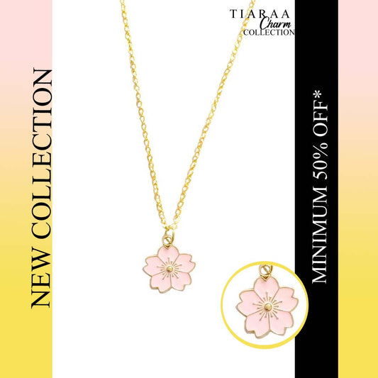Pink Floral Pendant Charm Necklace