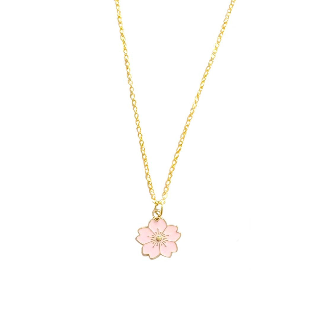 Pink Floral Pendant Charm Necklace