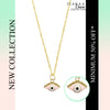 Pink Evil Eye Golden Pendant Charm Necklace