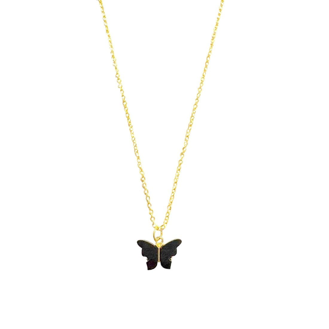 Black Butterfly Pendant Charm Necklace