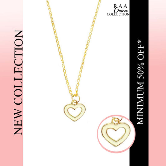 White Heart Chain Charm Pendant