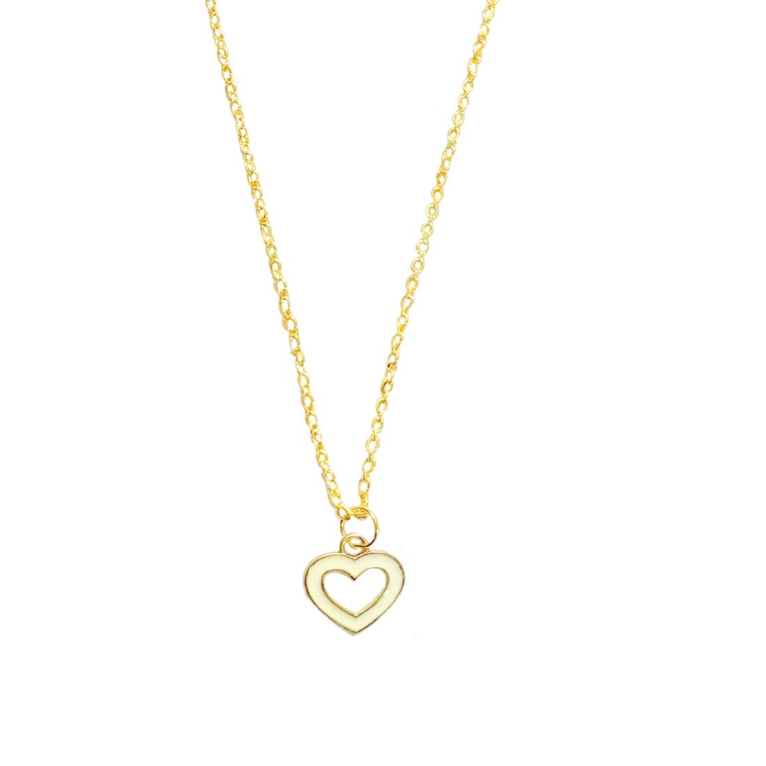 White Heart Chain Charm Pendant