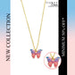 Pink Multi Butterfly Pendant Charm Necklace