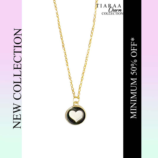 Black & White Heart Chain Charm Pendant