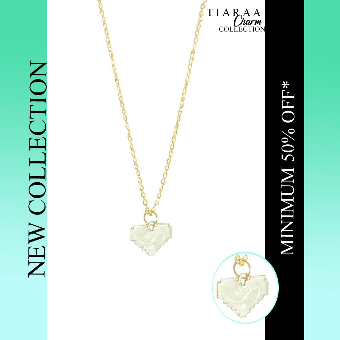 White Heart Chain Charm Pendant