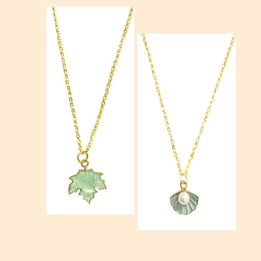 Blue Charms  Pearl Pendant Earrings Combo Set