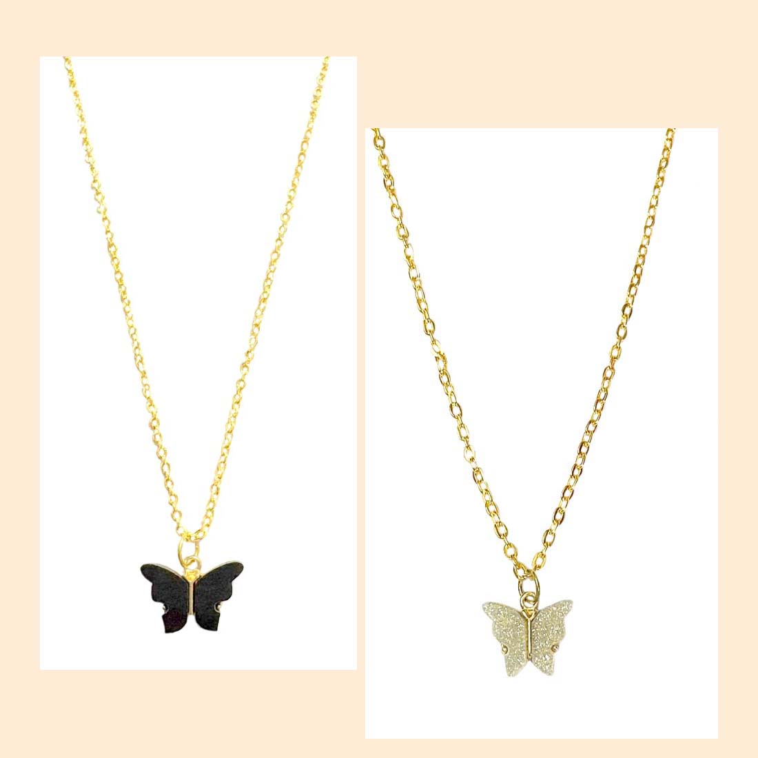 Black Butterfly Pendant Earrings Combo Set