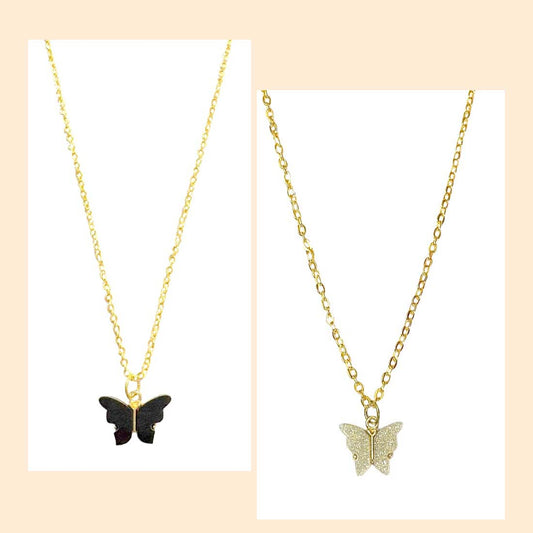 Black Butterfly Pendant Earrings Combo Set