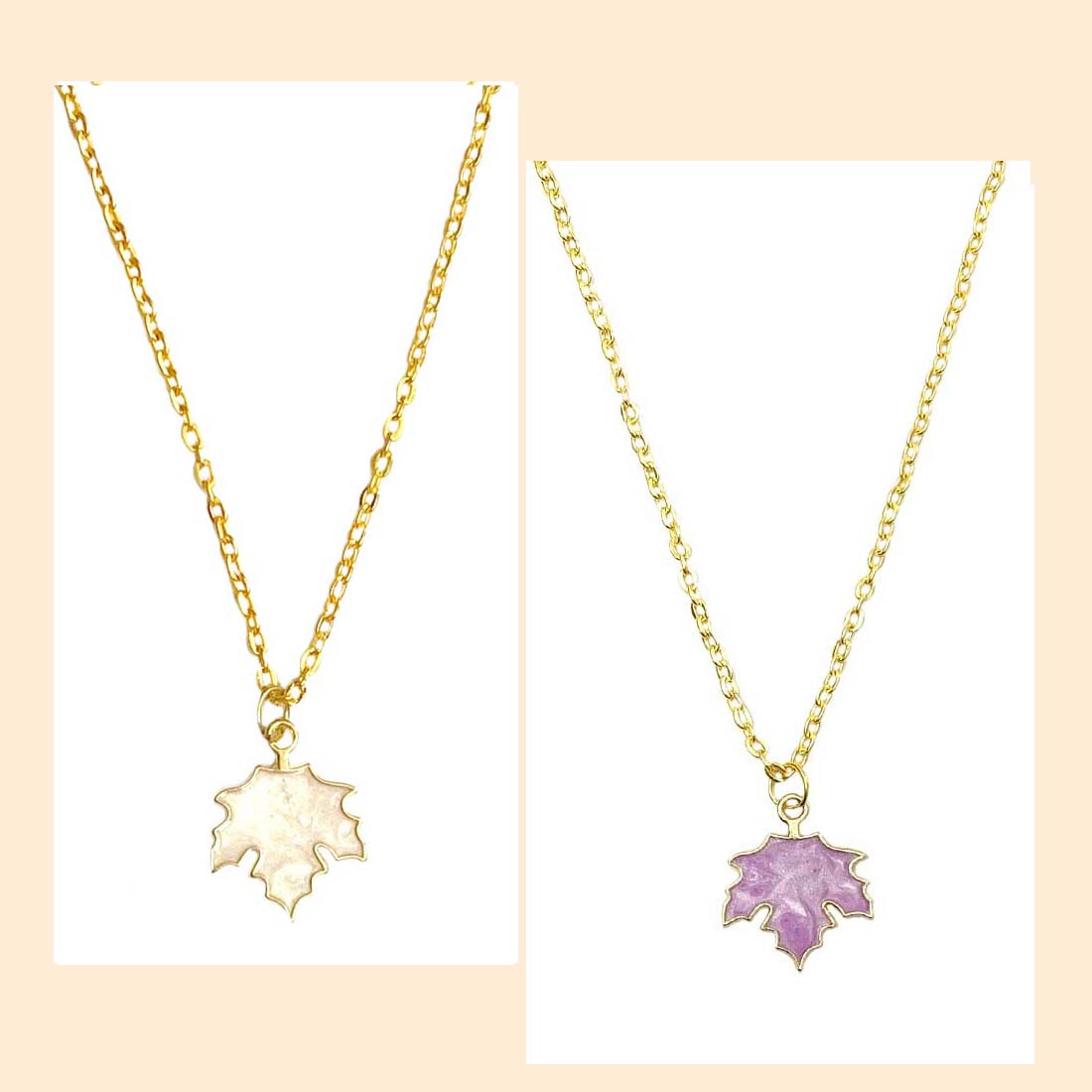 White Leaf Pendant Earrings Combo Set