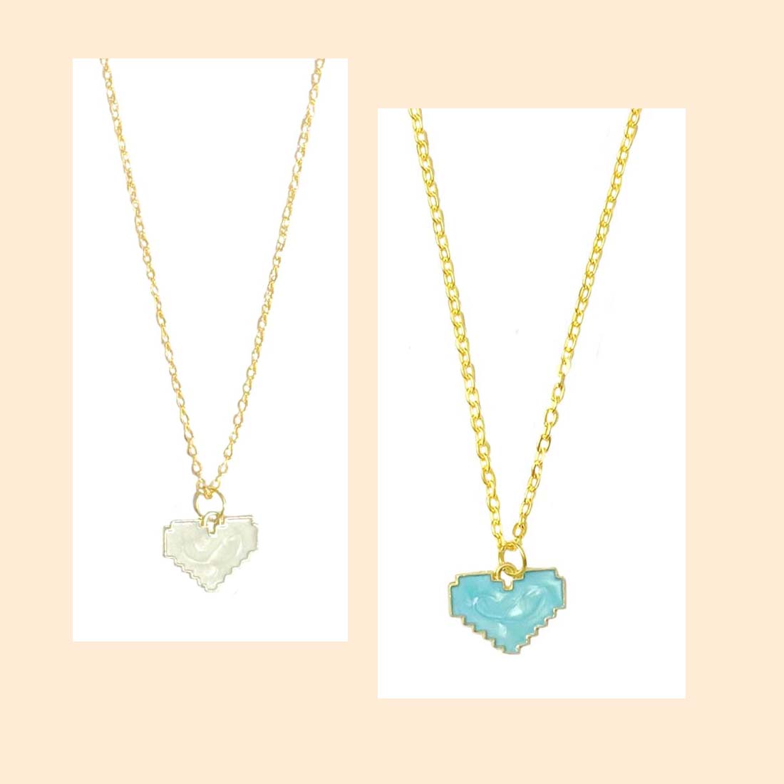 Blue Heart Charm Pendant Earrings Combo