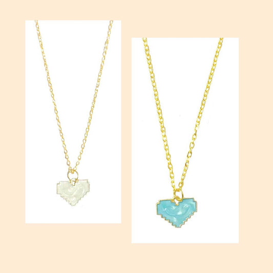 Blue Heart Charm Pendant Earrings Combo