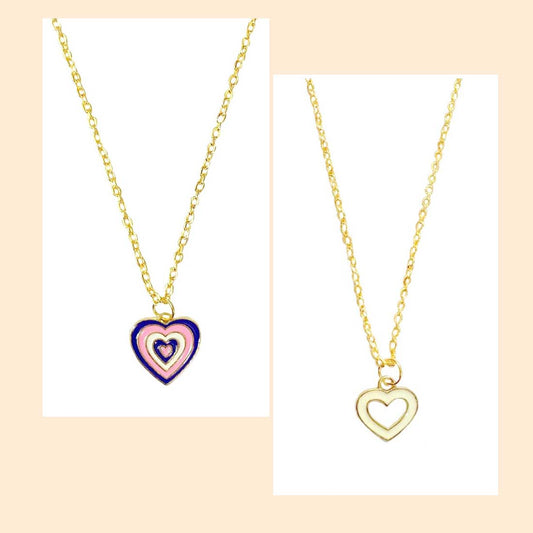 Blue Multicolor Heart Charm Pendant Earrings Combo