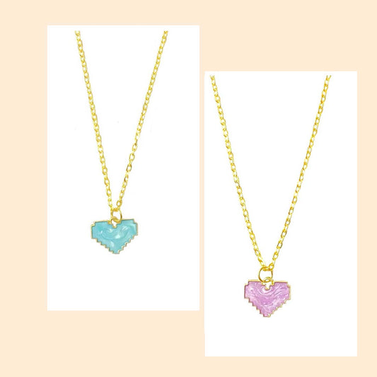 Purple Heart Charm Pendant Earrings Combo