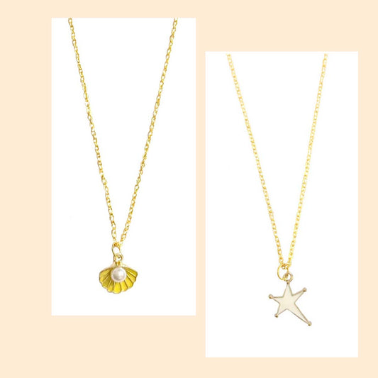 Yellow Shell Pendant Earrings Combo Set