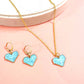 Blue Heart Charm Pendant Earrings Combo Set