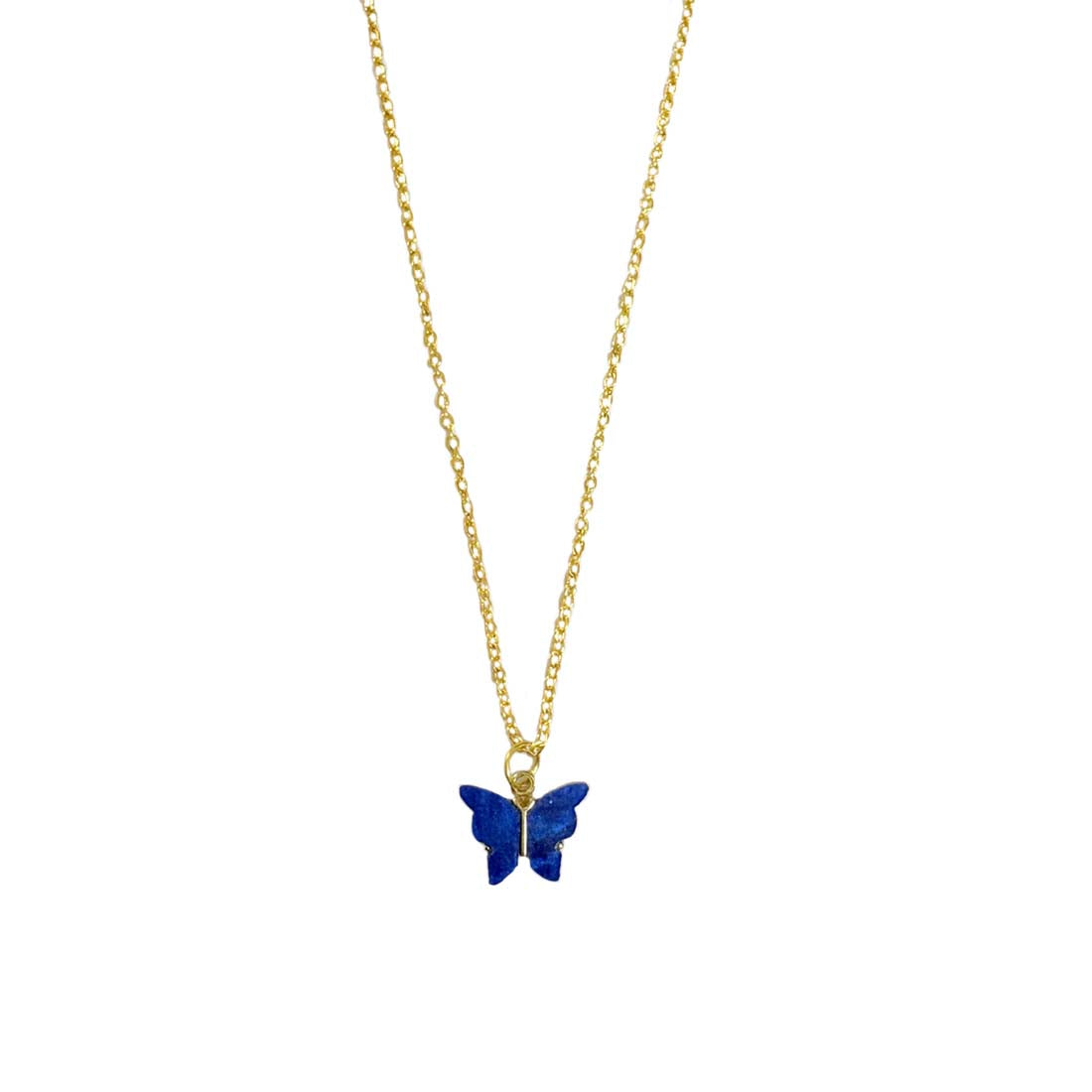 Blue Butterfly Pendant Earrings Combo Set
