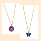 Blue Butterfly Pendant Earrings Combo Set