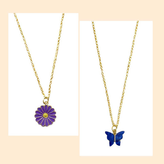 Blue Butterfly Pendant Earrings Combo Set