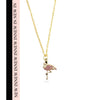 Pink Flamingo Golden Charm Necklace