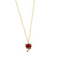 Red Cat Stone Golden Charm Necklace