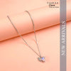 Pink Crystal heart Silver Charm Necklace