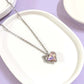 Pink Crystal heart Silver Charm Necklace