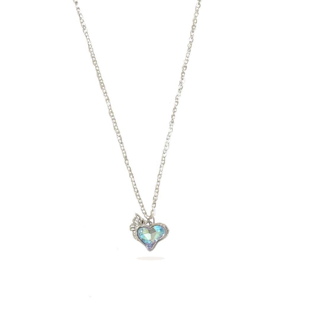 Blue Crystal  Pendant Silver Charm Necklace