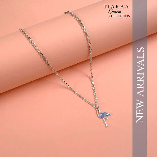 Blue Flamingo Silver Charm Necklace