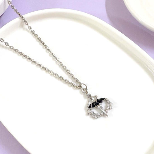 Dancing Girl Silver Charm Necklace