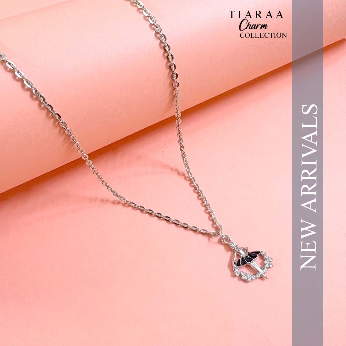 Dancing Girl Silver Charm Necklace