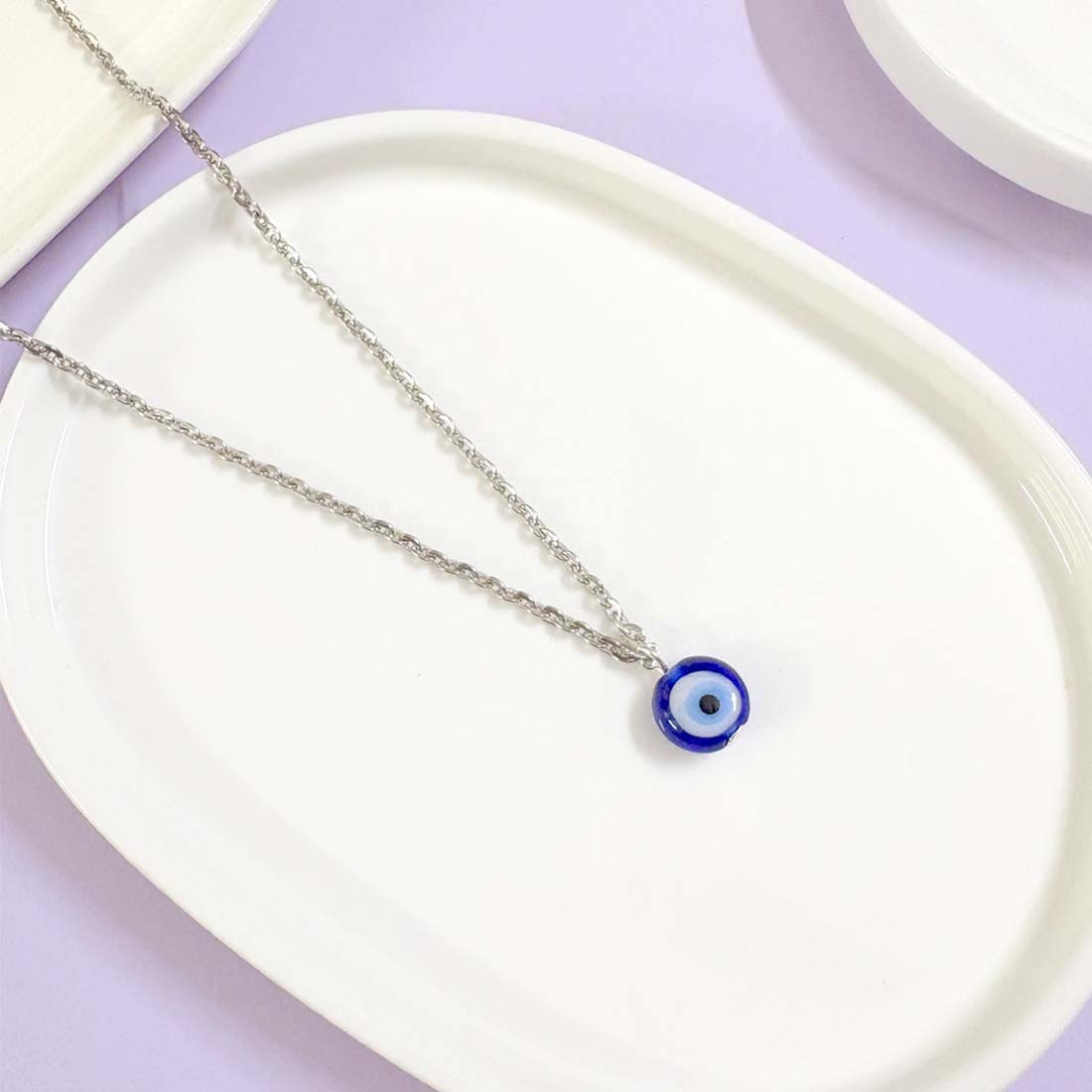 Blue Evil Eye Silver Charm Pendant