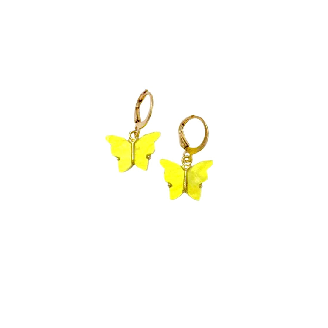 Yellow Butterfly Pendant Charm Necklace Set