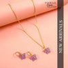 Magenta Butterfly Pendant Charm Necklace Set