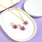Magenta Butterfly Pendant Charm Necklace Set