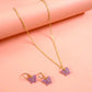 Magenta Butterfly Pendant Charm Necklace Set