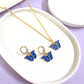 Blue Butterfly Charm Pendant Set