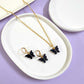 Black Butterfly Charm Necklace Set