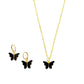 Black Butterfly Charm Necklace Set
