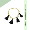 Black Tassel Alloy Gold Tone Bead Anklet