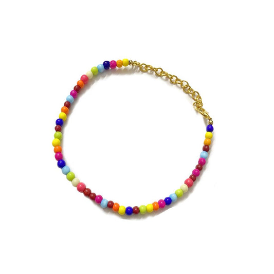 Multicolor Alloy Beaded Golden Anklet