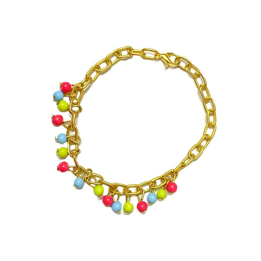 Multicolor Alloy Beaded Golden Bracelet