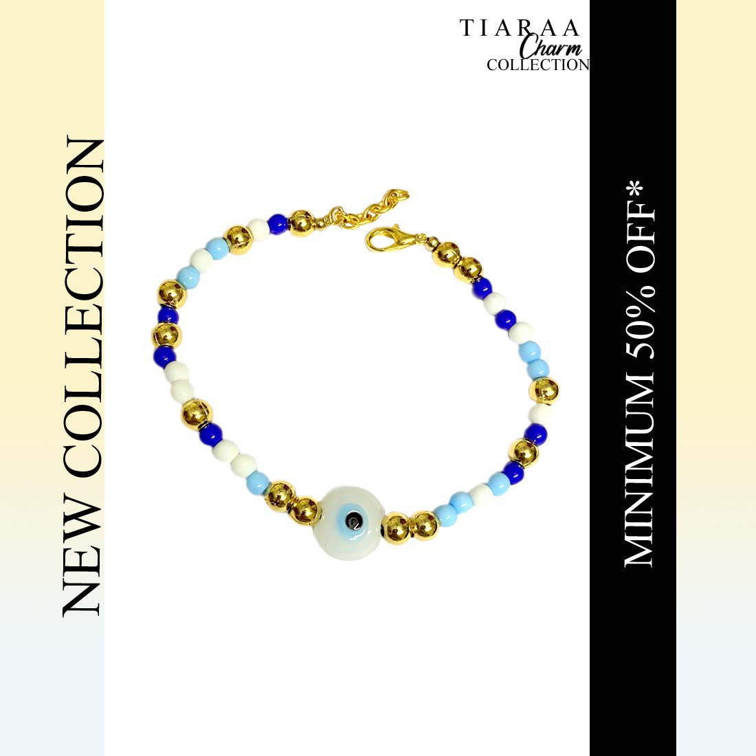 Blue Evil Eye Multicolor Golden Charm Bracelet