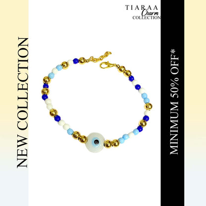 Blue Evil Eye Multicolor Golden Charm Bracelet