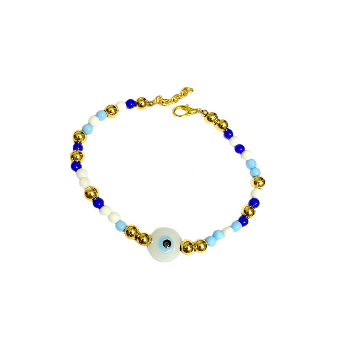 Blue Evil Eye Multicolor Golden Charm Bracelet