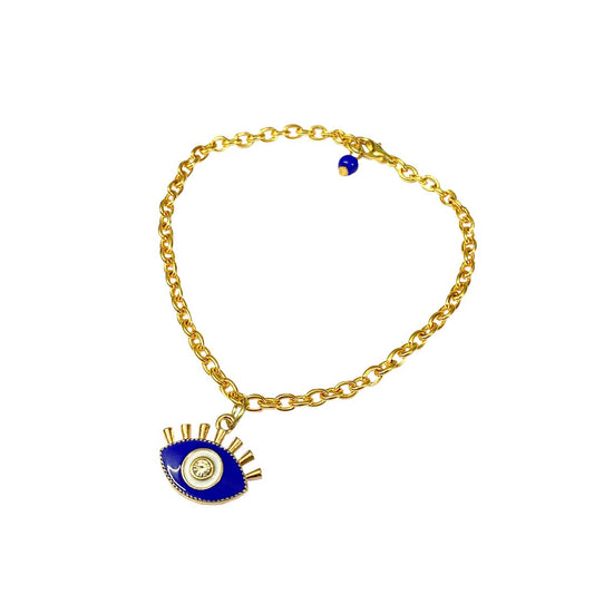 Blue Evil Eye Golden Charm Bracelet