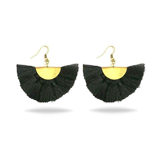 Black Alloy Tassel Boho Chic Metal Fringe Earrings