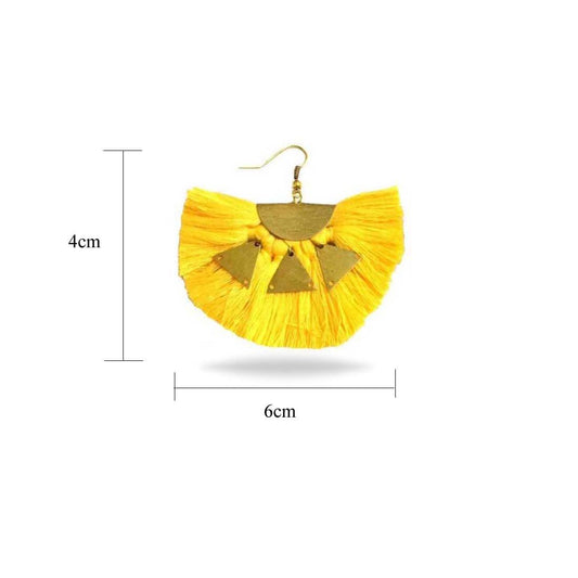 Yellow Alloy Tassel Boho Chic Metal Fringe Earrings