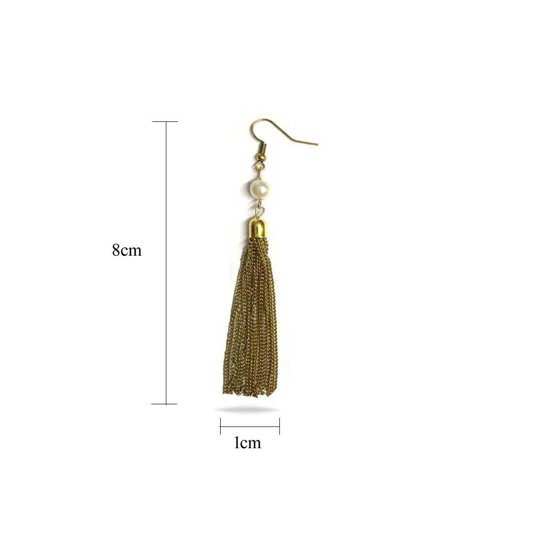 Golden Pearl Chain Party Danglers Earrings