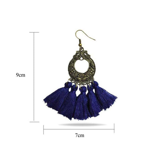 Blue Alloy Tassel Boho Chic Earrings